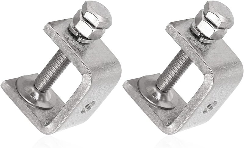 foxwake Stainless Steel C Clamps Mini 1 Inch for Mounting, Heavy Duty Metal U Clamps for Metal Working, Small Desk Clamp with Stable Wide Jaw Opening & Protective Pads/I-Beam Design (2pcs) - Image 1